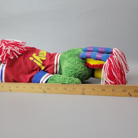 Vtg Jammy Jamfest Cheer & Dance Plush Green Monster Mascot Toy 22" - Picture 10 of 10